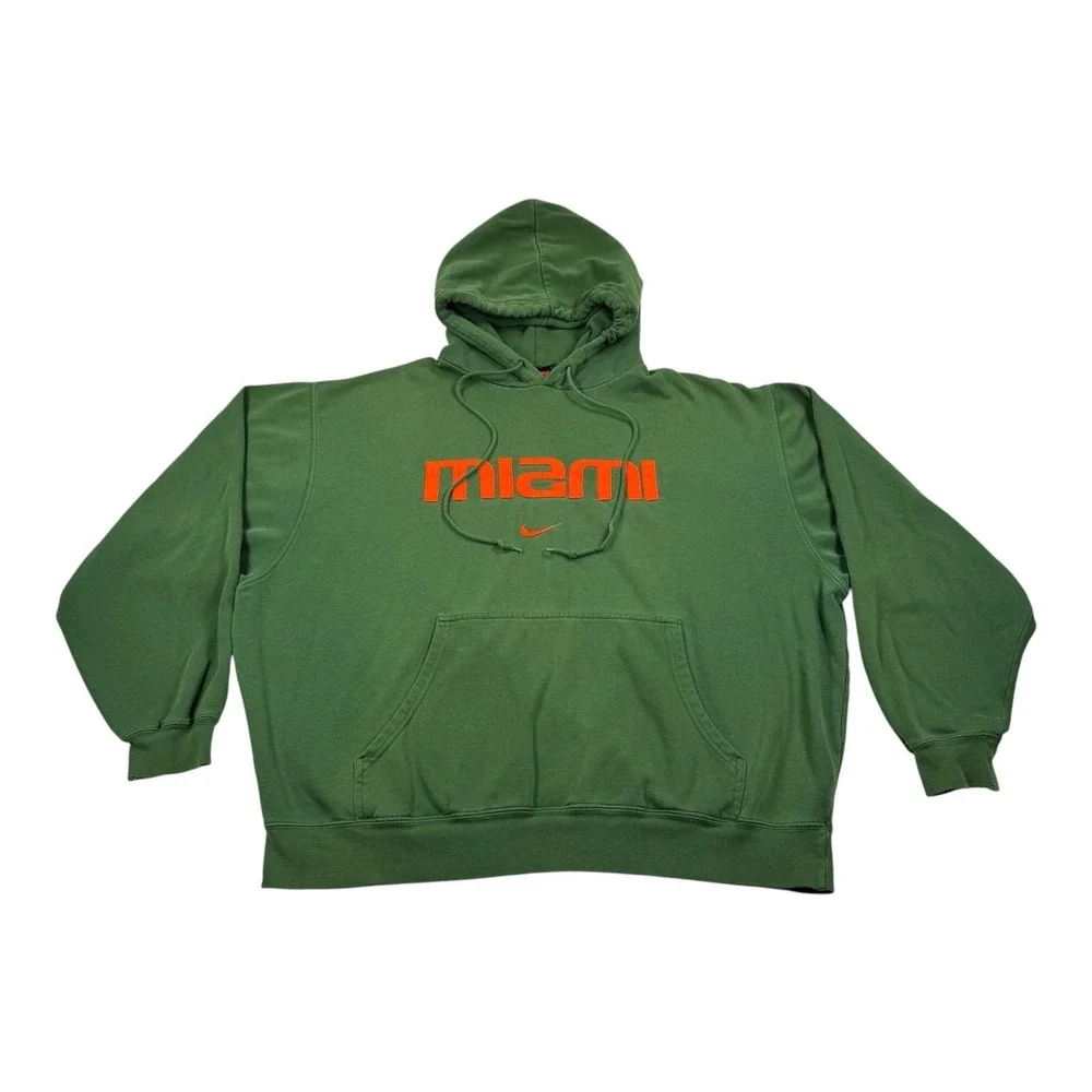 Vintage Miami Hurricanes Hoodie Sweatshirt Mens XL Green NCAA Football Nike 90s